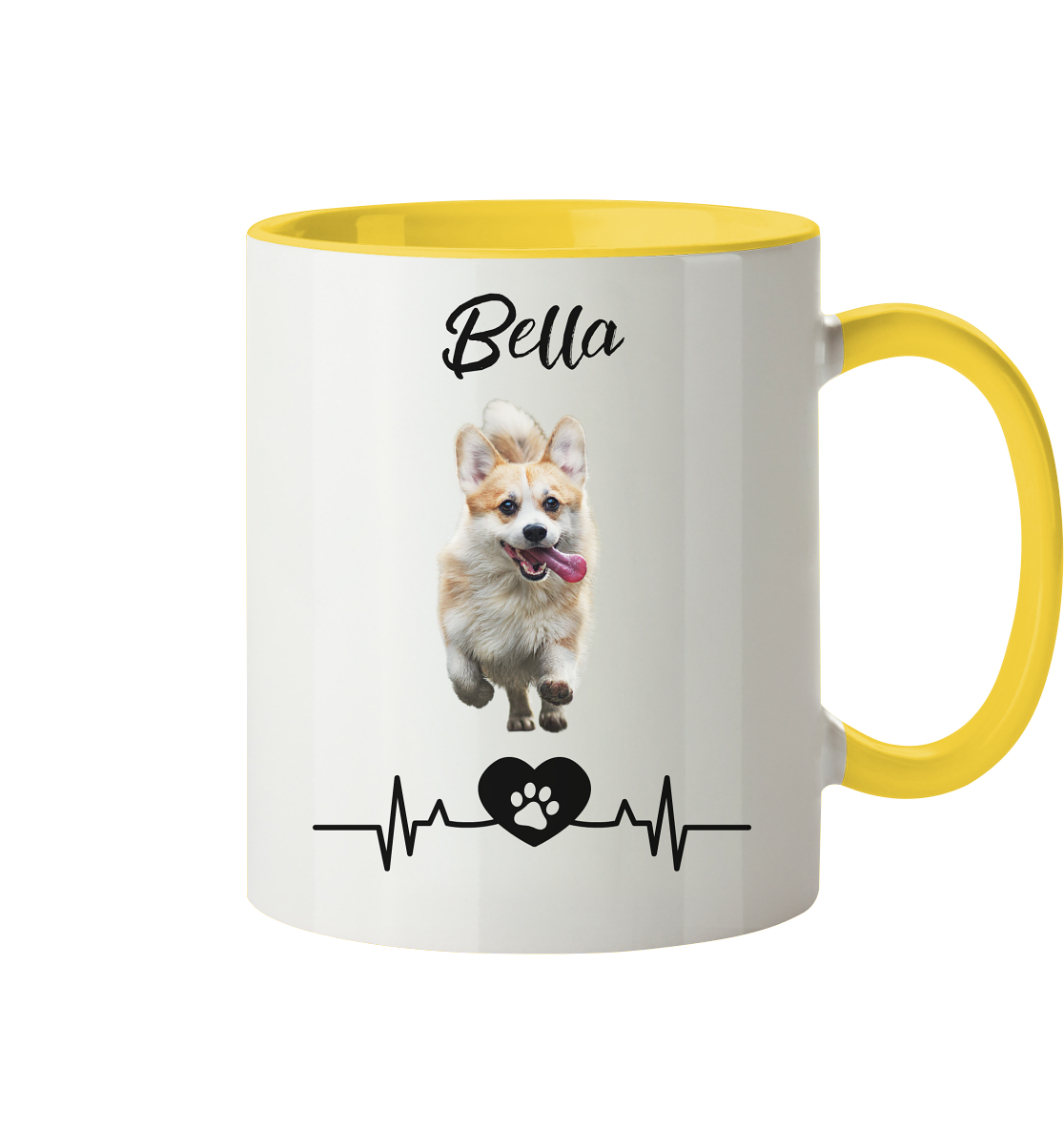 Pfoten Herzschlag Tasse - zweifarbig