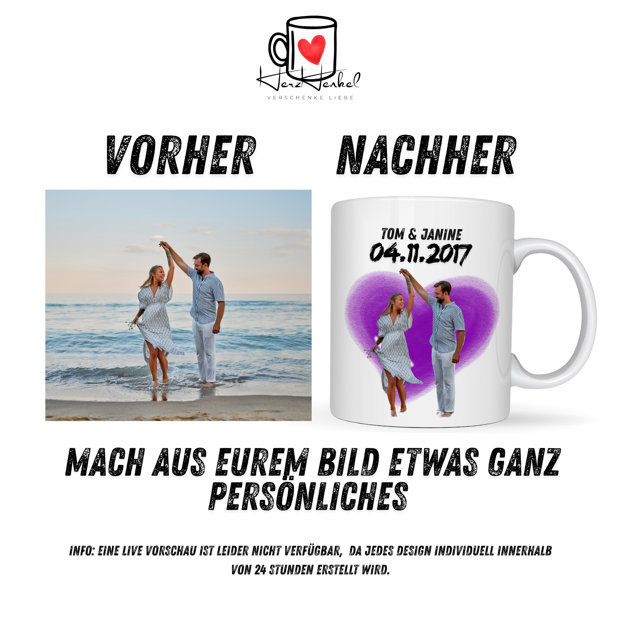 Lila Herz - personalisiert by HerzHenkel