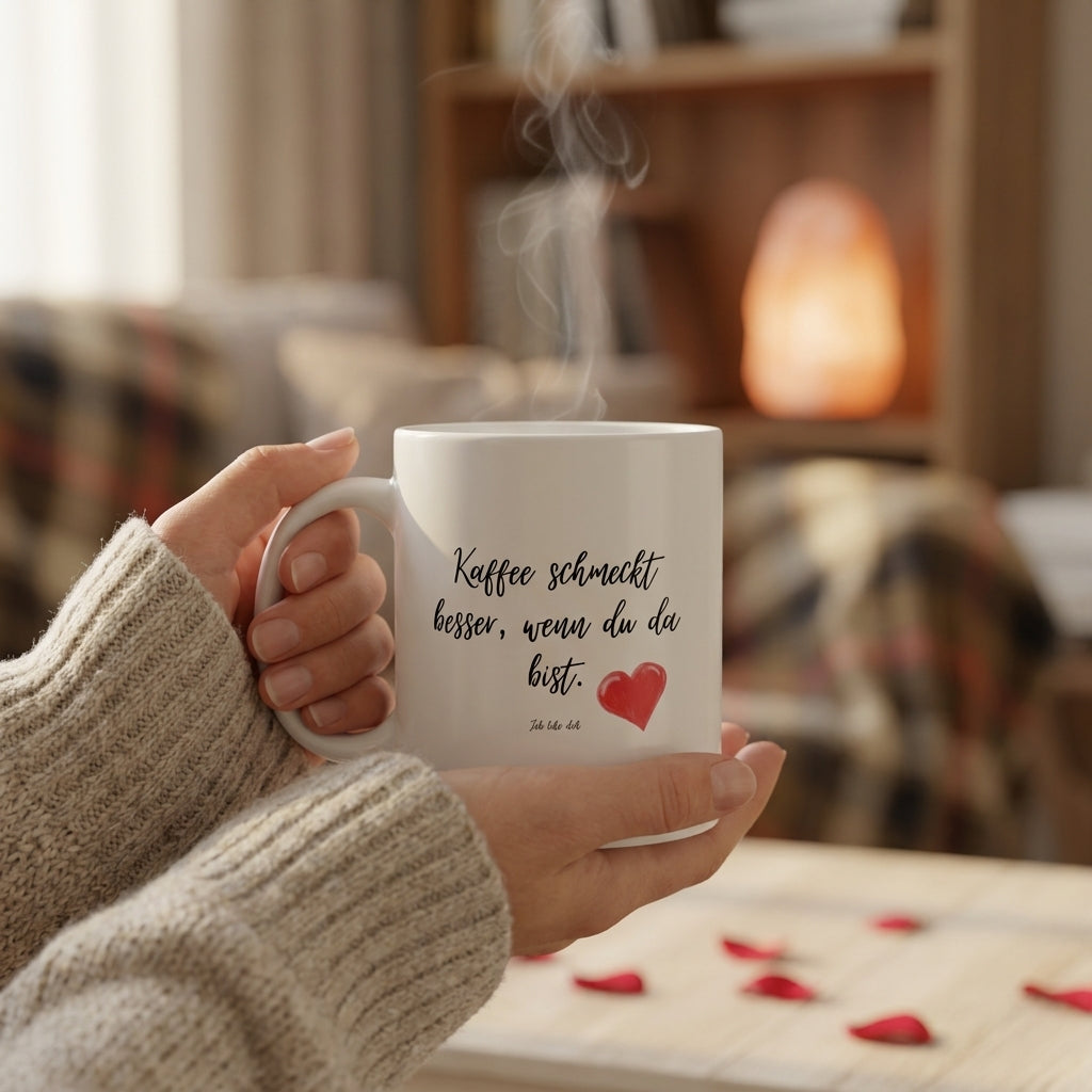 Kaffee schmeckt besser wenn du da bist Tasse